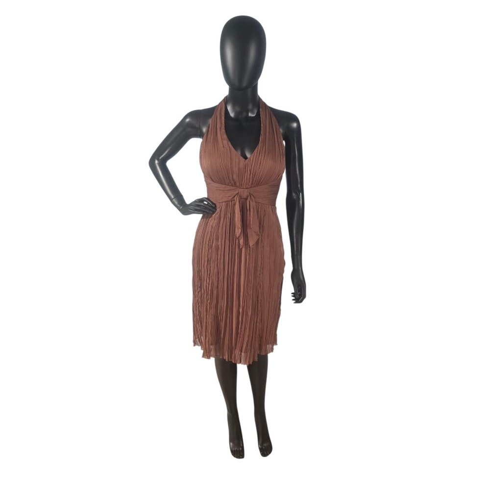 Bronze Chiffon Halter Dress - Sangria